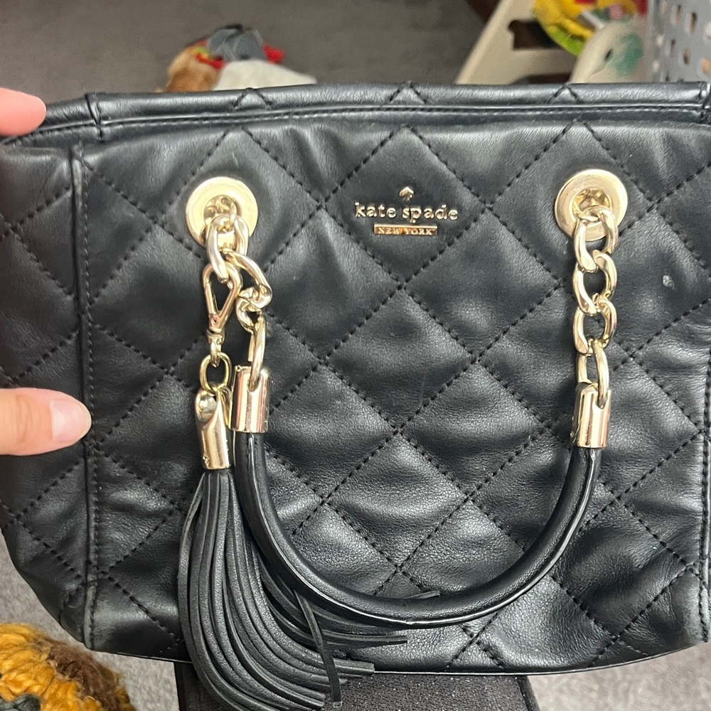 Kate Spade Black Quilted Clutch with Gold Accents - Picture 1 of 17